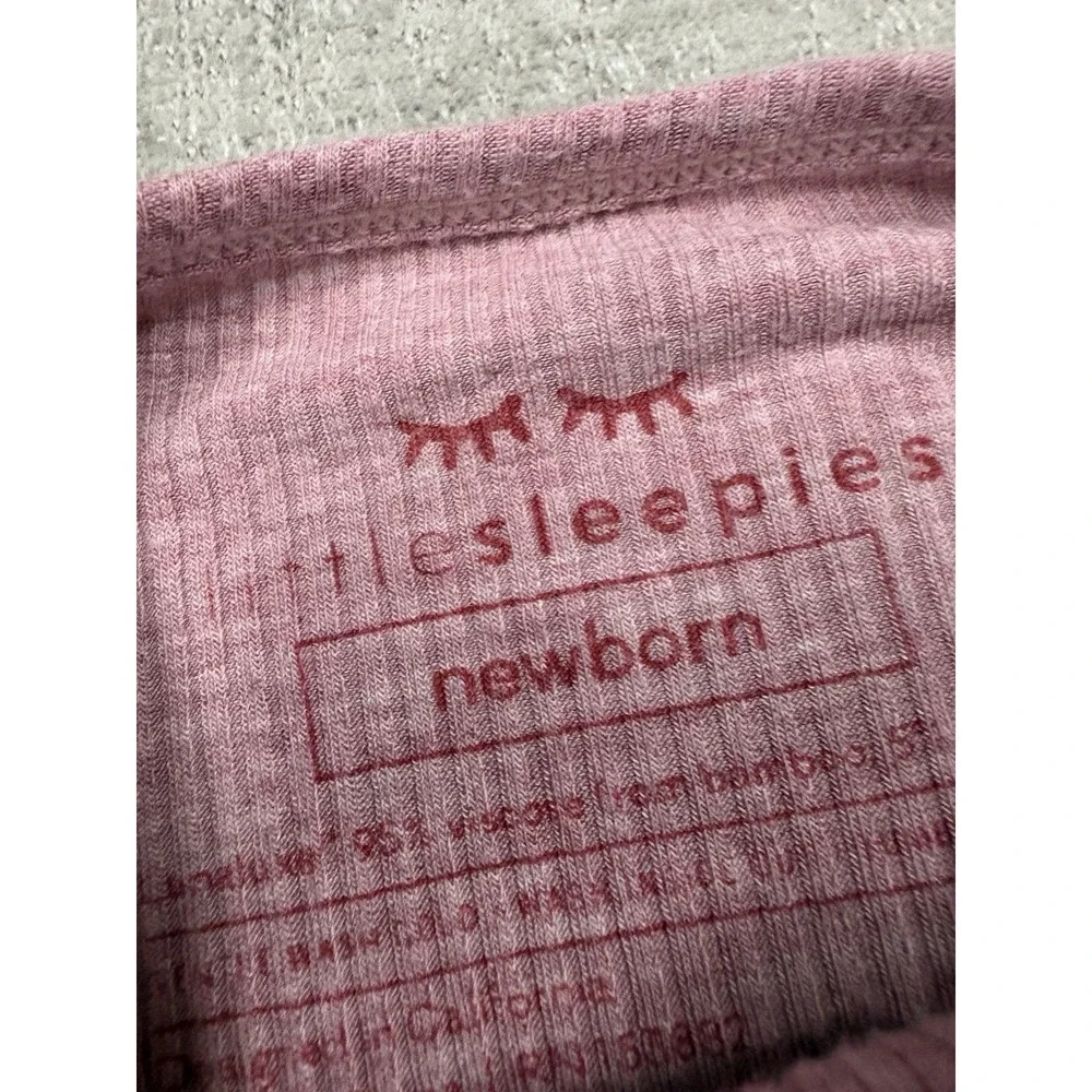 Little Sleepies Heather Mauve Ribbed Zippy Bamboo Pajama Size Newborn NB